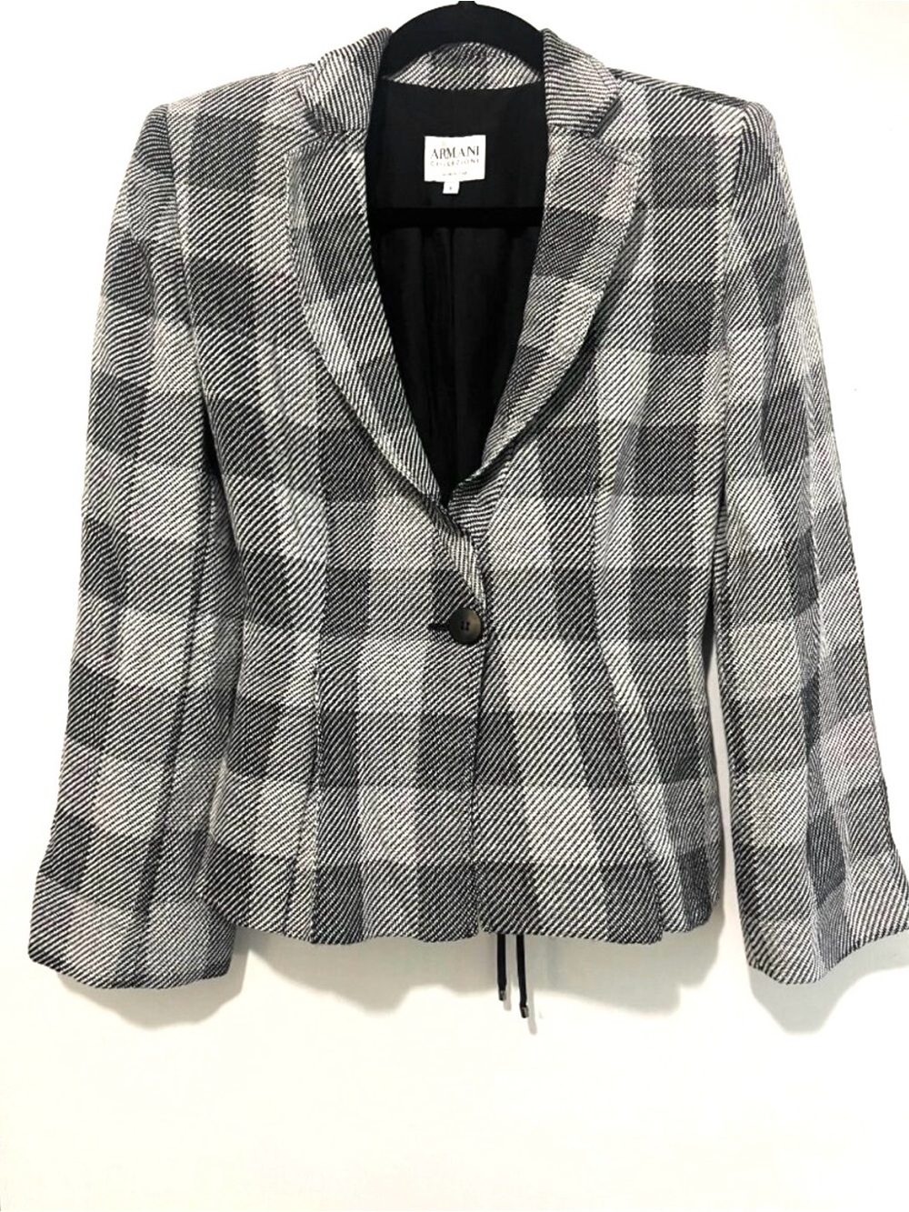 NWOT Armani Collezioni Corset Tie Back Checkered Blazer